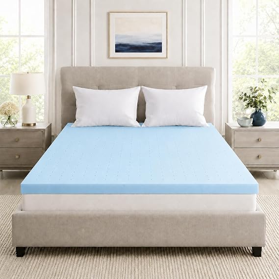 IULULU Mattress Topper Full, 3 Inch Gel Memory Foam Bed Topper, Blue