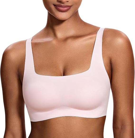 Deyllo Women's Wireless Bra Smooth Seamless Full Coverage No Underwire Plunge Sleep Bra