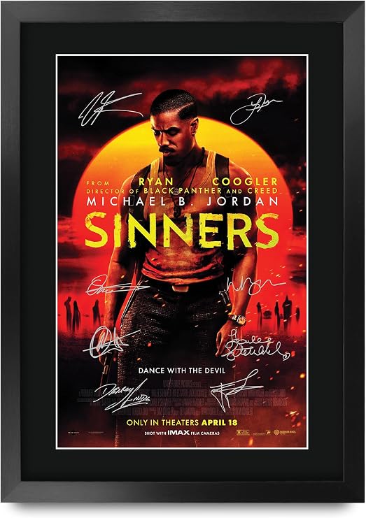 HWC Trading Sinners 2025 Michael B. Jordan Gifts Printed Poster Signed Autograph Picture for Movie Memorabilia Fans - A3 Framed