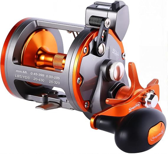 Sougayilang Line Counter Trolling Reel Conventional Level Wind Fishing Reel
