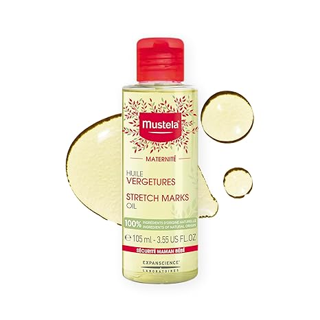Mustela Maternity Stretch Marks Oil - with Natural Avocado, Maracuja & Sunflower Oil - EWG Verified, Vegan & Fragrance Free - 3.55 fl. oz.