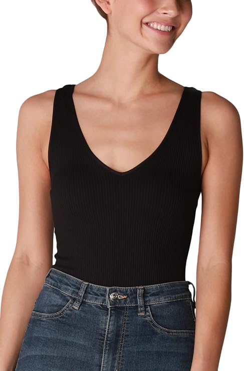 NIKIBIKI Women Seamless Ribbed V-Neck Bodysuit, Made in U.S.A