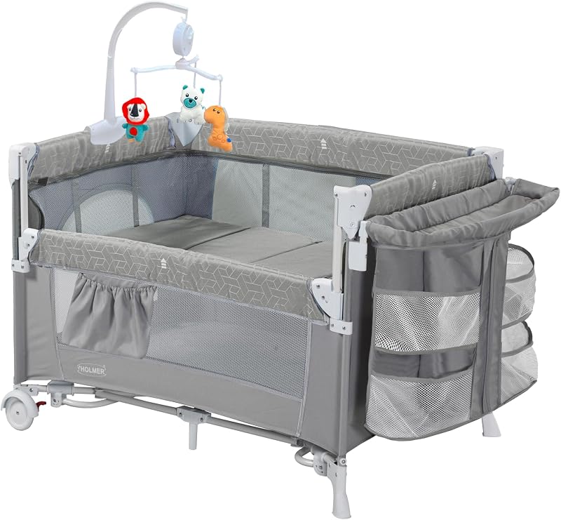 Holmer Maxi Comfort Coolstyle (Anne Yanı-Deluxe Kumaş) Premium Dönenceli Oyun Parkı/Anne Yanı 70x110cm (Gri)