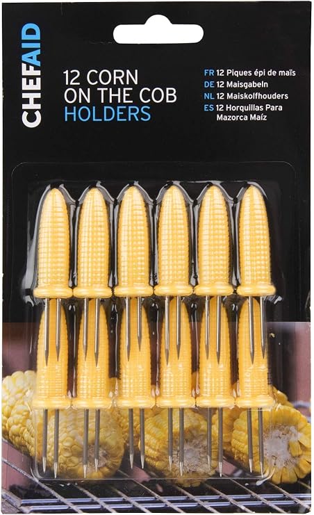 Chef Aid Corn Cob Forks, Stainless Steel Corn Forks for holding Corn on the Cobs, Pack of 12 Skewer style forks, Perfect for BBQ, Parties and Buffets