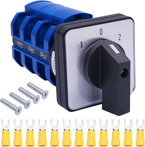 Changeover Switch 32A 690V 4 Position 12 Terminals Latching Rotary Cam Selector Switch (Size : 63A, Color : 5 Position 12 Terminals)