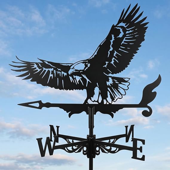 Metal Weather Vane Wind Direction Indicator Outdoor Weather Vanes Roof Mount Yard Patio Wind Vanes for OutsideYard Farm Garden Patio Decoration (Eagle)