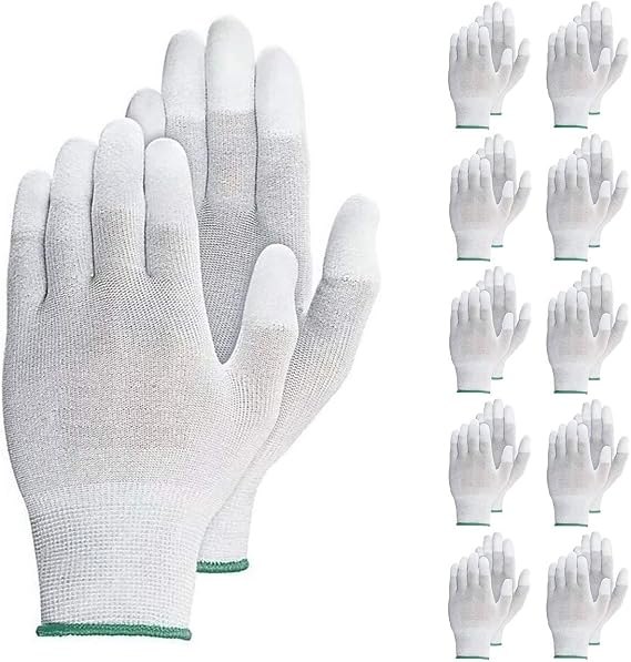 VIPER 10 Pairs Anti Static Gloves, Coated Fingertip Grey Carbon Fibers,13G ESD Safety Work Gloves