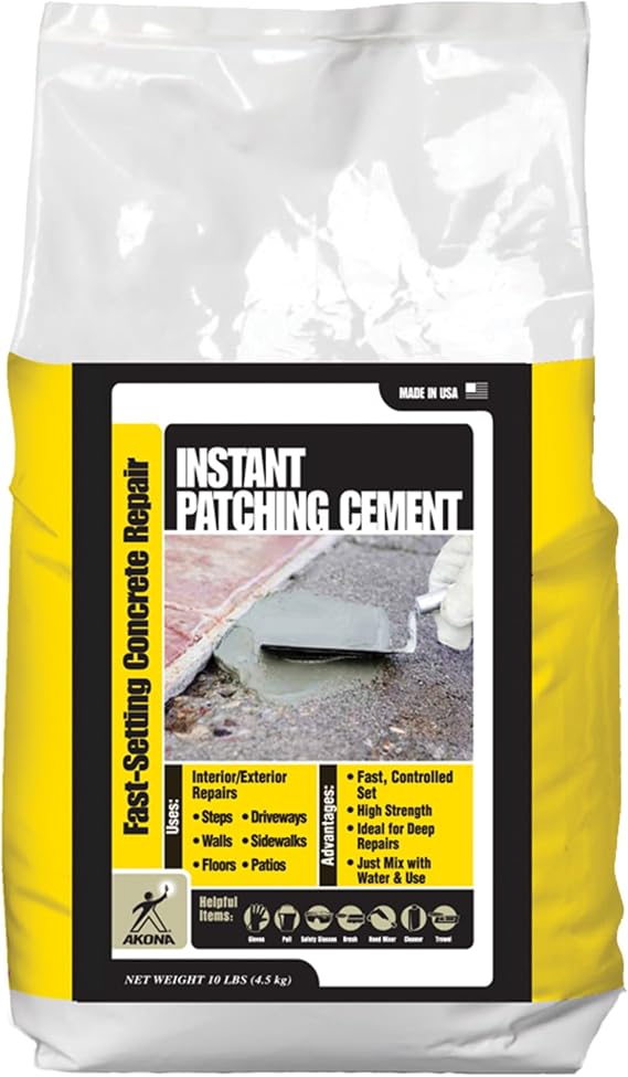 Instant Patching Cement, 10 Pound Bag, Repair Cracks in Concrete