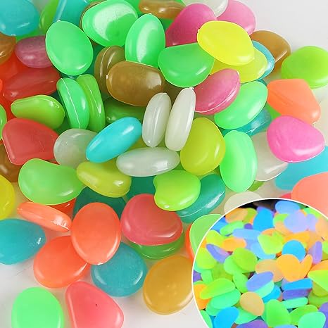 Garden Pebbles Stones,Glow In The Dark Fish Tank Rocks Outdoor For Landscaping,Yard And Walkways Garden Decor (Blends)