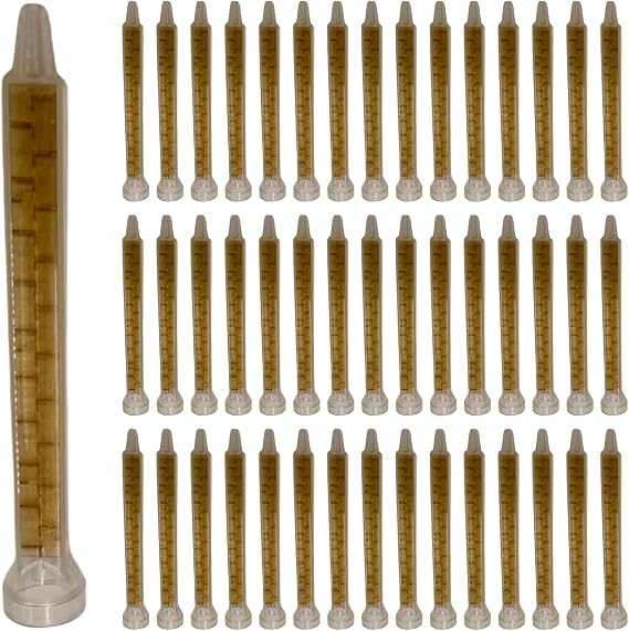 Mixing Nozzle Tips 50 Pack, Models 08193 & 08194, 1:1 & 2:1 Ratio Mixer Nozzles, 5 Inch Disposable Mixing Tubes, Compatible with Dual Cartridge Systems, Automotive & Industrial Use