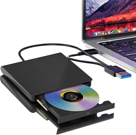 Dainty External CD Drive Portable Drive USB3.0 Portable Drive Can Read DVD/CD is Suitable High Speed Data Transfer for Laptop/Desktops Windows xp /7/8.1/10