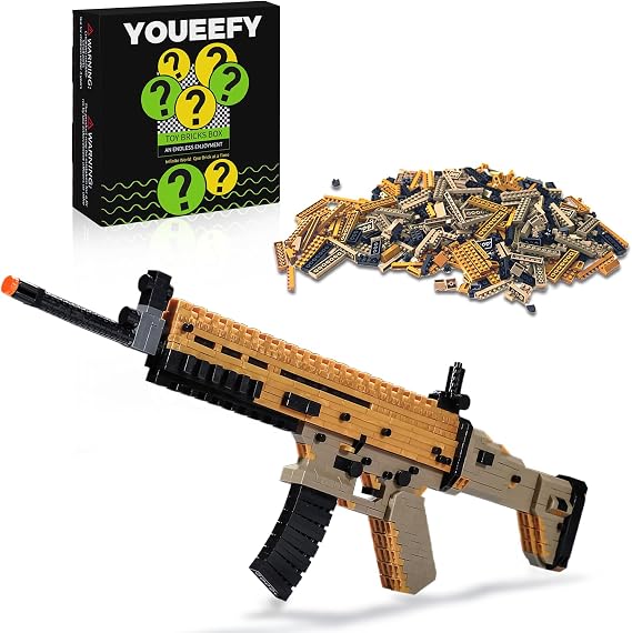 1:3 Scar Gun Building Bricks Set, Over 630Pcs | Military Building Blocks over 630Pcs, Gun Model Toy Gift for Adults & Teens 14+, Collectors and Military Fans