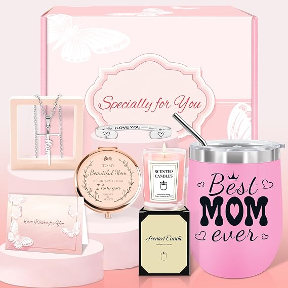 Gifts for Mom from Daughter, Wonderful Mom Gifts, Moms Birthday Gift, Birthday Gift for Moms, Mother Basket with Necklace, Bracelet