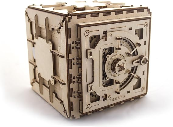 UGEARS Model Safe Kit 3D Wooden Puzzles for Adults - Wooden Model Kits for Adults - Mechanical Safe Puzzle Box, 3D Puzzles for Adult, DIY Wooden Model, Brain Teaser Hobby Gift Set for Fathers Day