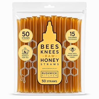 Bees Knees Raw Honey Sticks, 50 Count - Made with Wildflower Honey, Perfect for Tea, 15 Calories Per Serving - Unfiltered, Unprocessed, Undeniably Delicious, Bulk Single Serve Honey Straws
