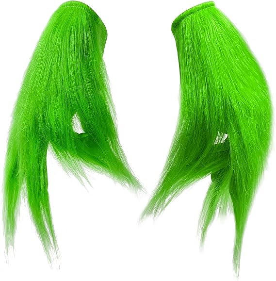 Green Monster Gloves for Adults Teens Plush Furry Gloves Halloween Cosplay Party Santa Costume Accessories Christmas Tree Decoration Props