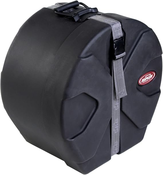 SKB Cases 8" x 14" Tom/Snare Case with Padded Interior, D-Shaped Drum Design, and Molded in Feet for Upright Positioning and Stability, Black | Rugged hard shell for drum kits, guards hoops and heads in transit, stacks securely, gig and tour ready, band gear protection