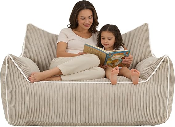 MOJAY Giant Bean Bag Chair, Oversized Plush Fluffy Lounge Chair with Filling, Comfy Stuffed Sofa with Backrest for Adults and Teens, Cozy for Gaming, Reading and Relaxing in Bedroom or Living Room