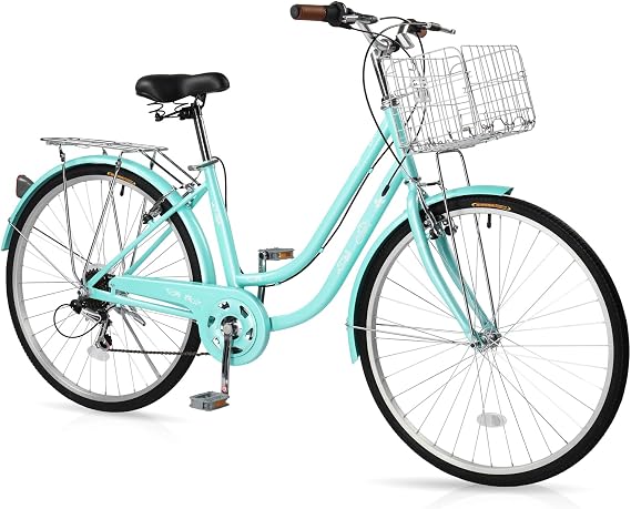 Ktaxon Women Bike 24/26 Inch Bicycles for Women, Beach Cruiser Bike with Premium Derailleur & Shift Lever, Adjustable Seat, High-Carbon Steel Frame and Excellent Welding Technology