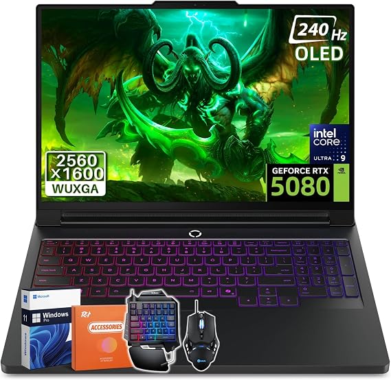 Lenovo Legion Pro 7i Gaming Laptop (2025), NVIDIA RTX 5080 16GB GDDR7, 16" QHD+ 240Hz OLED, Intel Ultra 9 275HX(Up to 5.4GHz), WiFi 7, BT 5.4, 32 GB DDR5, 1 TB SSD, Windows 11 Pro, Accessories