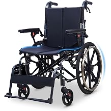 M4 Lightweight Folding Wheelchair with Aluminium Frame,Self Propelled Wheelchair for Adults & Disabled,Shock Absorbing System & Footrest - Ideal for Outdoor Use
