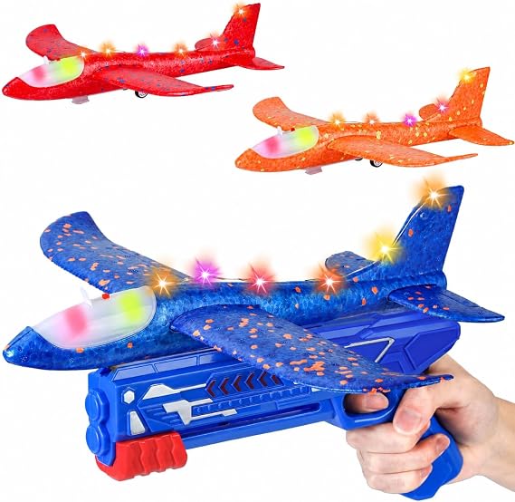 AirplanToy with 3 Foam Glider Planes, Boys Toys for Age 4-9, Outdoor Toys and Garden Games for Kids, Birthday Gifts for 4, 5, 6, 7, 8 & 9 Year Old Boys