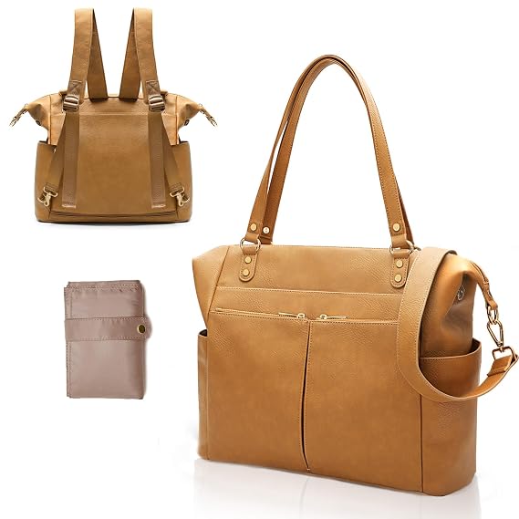MOMINSIDE Diaper Bag Tote Convertible Diaper Bag Backpack Tote Leather
