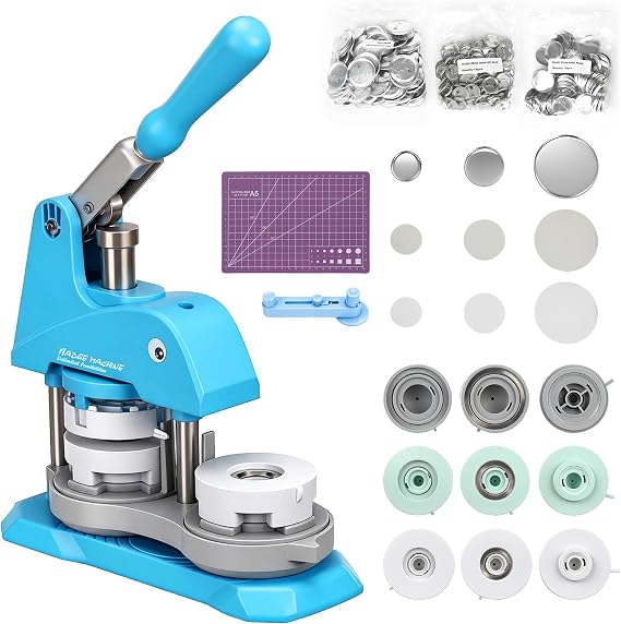 Button Maker Machine 1+1.25+2.25 inch, Pin Maker Machine Kit
