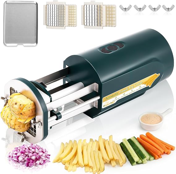 Electric French Fry Cutter with 1/2&3/8" Stainless Steel Blades