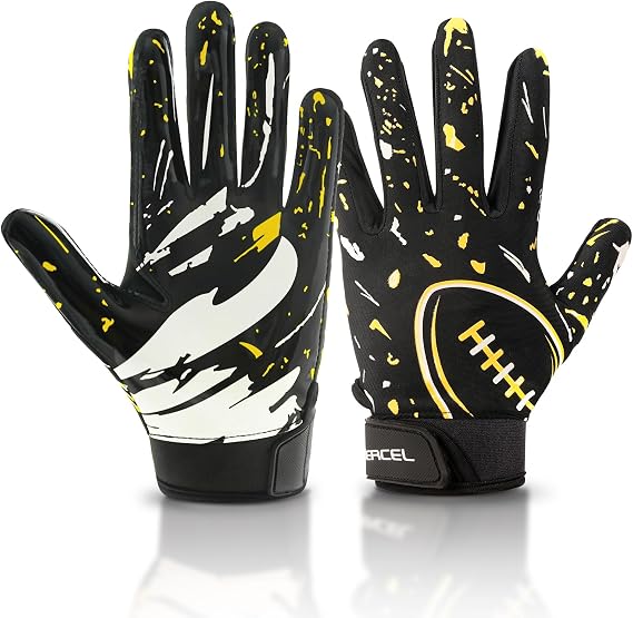 ATERCEL Youth Football Gloves Kids Sticky Receiver Gloves Grip Football Glove for Boys Girls