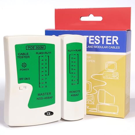 Network Cable Tester for RJ45 & RJ11 & RJ12, Ethernet LAN Cable Tester for Cat5 Cat5e Cat6 Cat6a Cat7 UTP, with PoE Protection & Anti-Burn Design