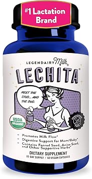 Legendairy Milk Lechita, Supports Milk Flow, Organic Fenugreek Free Breastfeeding Supplement, Organic Fennel & Anise, Made in USA, 60 Vegan Capsules