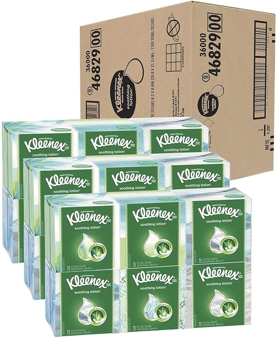 Kleenex Soothing Lotion Facial Tissues with Aloe & Vitamin E, Cube Box, 1,170 Tissues per Cube Box, 1 Pack (1,170 Tissues Total)