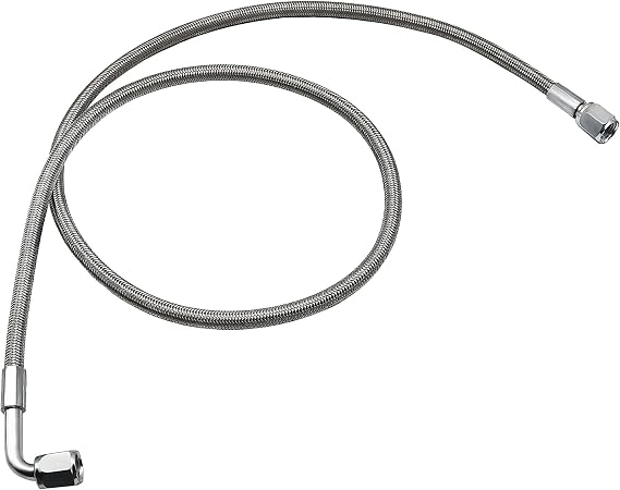 4AN Turbo Oil Feed Line 36" Length Steel Braided 90 Degree Straight Hose