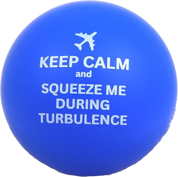 Needzo Keep Calm and Squeeze During Turbulence Stress Balls, Flight Anxiety, Fear of Flying Comfort Accessory, 2.48 Inches
