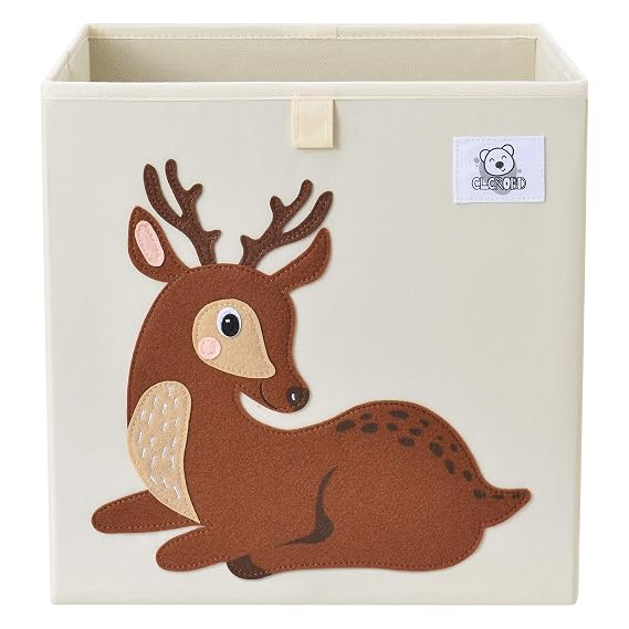 13 Inch Animal Cube Storage Bins, Foldable Fabric Kids Toy Box & Toy Chest