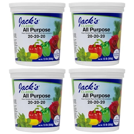 Jack's Classic 20-20-20 All Purpose Fertilizer, 1.5lb (4 Pack)