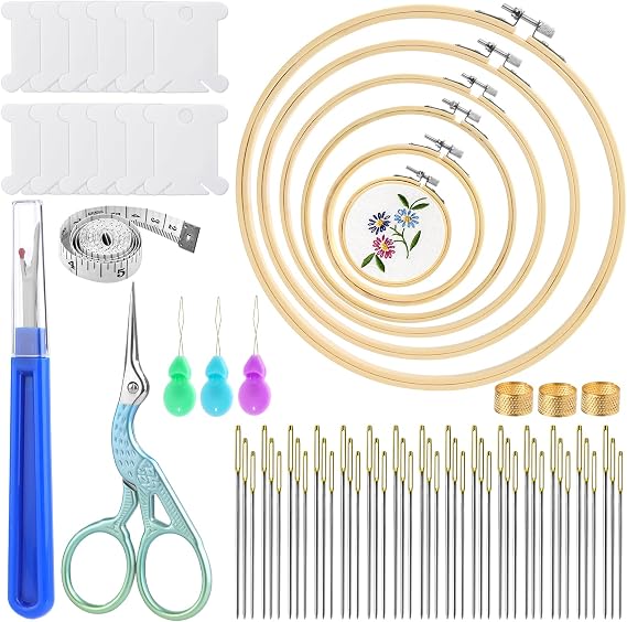 ZXIIXZ 72 Pcs Cross Stitch Supplies, Embroidery Kit for Beginners