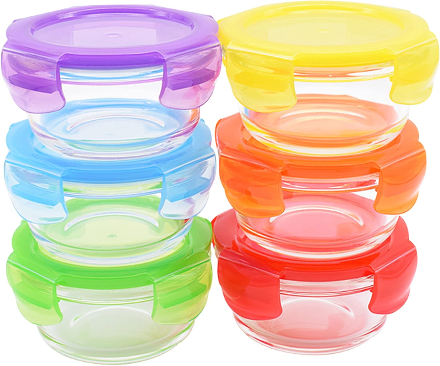 ARSUK Baby Food Storage Containers Set Freezer Food Pots Weaning Bowls Cubes BPA-Free Glass Mini Boxes 200ml x 6PCS