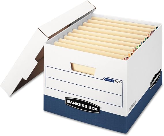 Bankers Box 12-Pack End Tab Heavy-Duty File Box, Letter/Legal, FastFold