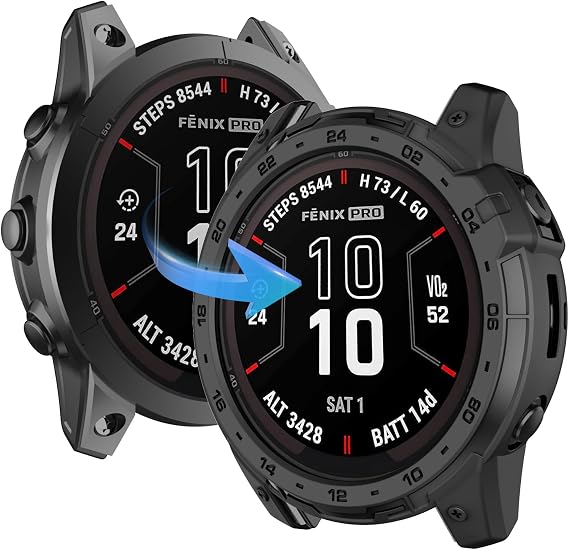 OVERSTEP Case Cover for Garmin Fenix 7X/Fenix 7X Pro/EPIX Pro 51mm Protector, [Easily Operated] Enduro 2, Tactix 7 Rugged Smart Watch Accessories, Raised Edge Screen Protection, Black