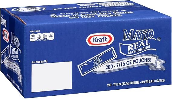 Kraft Mayo Real Mayonnaise Single Serve Packets, 0.44 oz, 200/Box (220-01118)