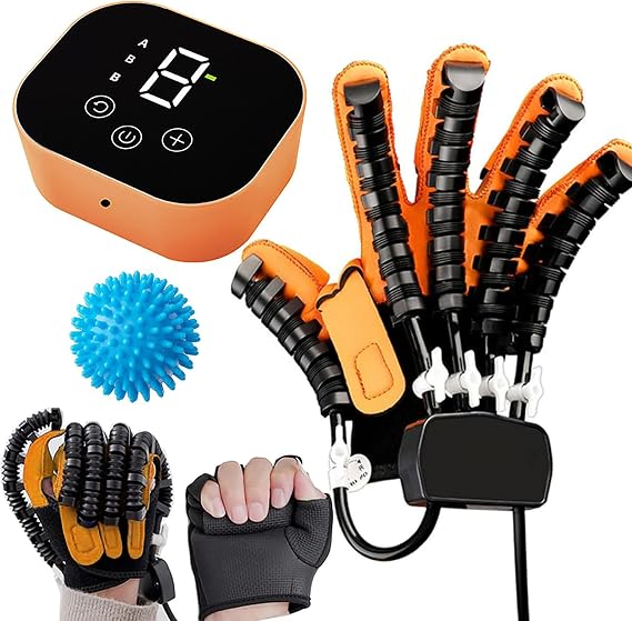GAOXIAO Gants de Reeducation Robotises, Equipement de Reeducation de la Main, Gants Robotises Pour la Reeducation de L'avc, Rehabilitation Training Gloves Pour les Doigts Paralyses A Right Hand XL