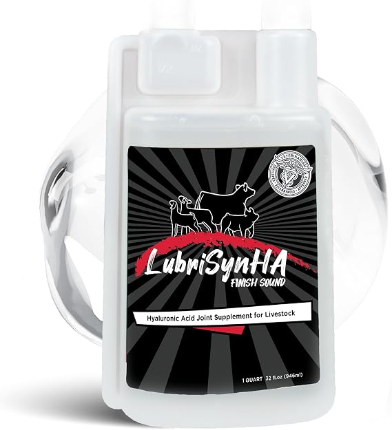 LubriSyn HA Livestock Hyaluronic Acid Joint Supplement, 32 oz | Vet-Developed Oral Liquid HA for Cattle, Horses, Pigs, Goats & Sheep, Supports Soundness and Mobility