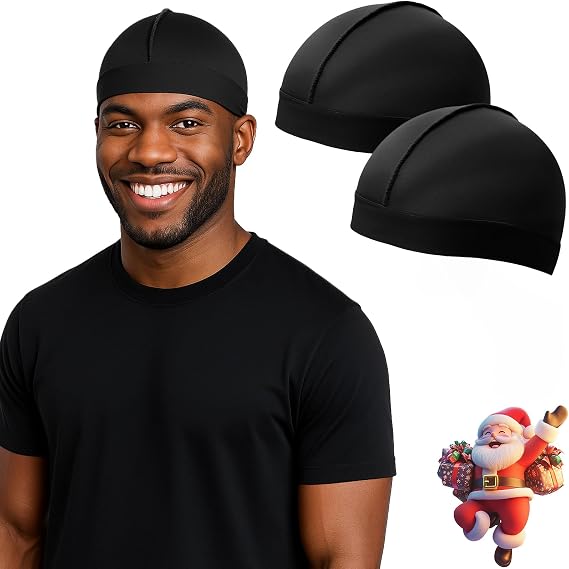 Adjustable Wave Caps for Men, Premium Elastic Stocking Cap for 360 540 720 Wave