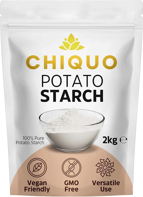 Chiquo Potato Starch - 2kg | Vegan Friendly & GMO Free | Premium Quality Thickening Agent for Sauces, Soups, and Baking | Resealable Pack for Freshness