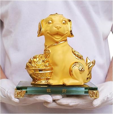 TISTIK Chinese Zodiac Statue Decor Feng Shui Golden Resin 12 Chinese Zodiac Animals Figurines Home Collectibles Wealth Lucky Desktop Crafts