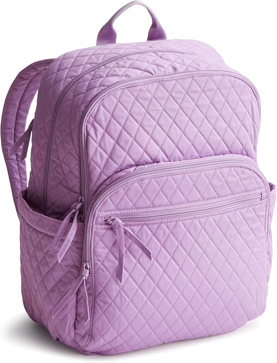 Vera Bradley Women's Large Bancroft Backpack - Premium Cotton, Purple Rhapsody, One Size