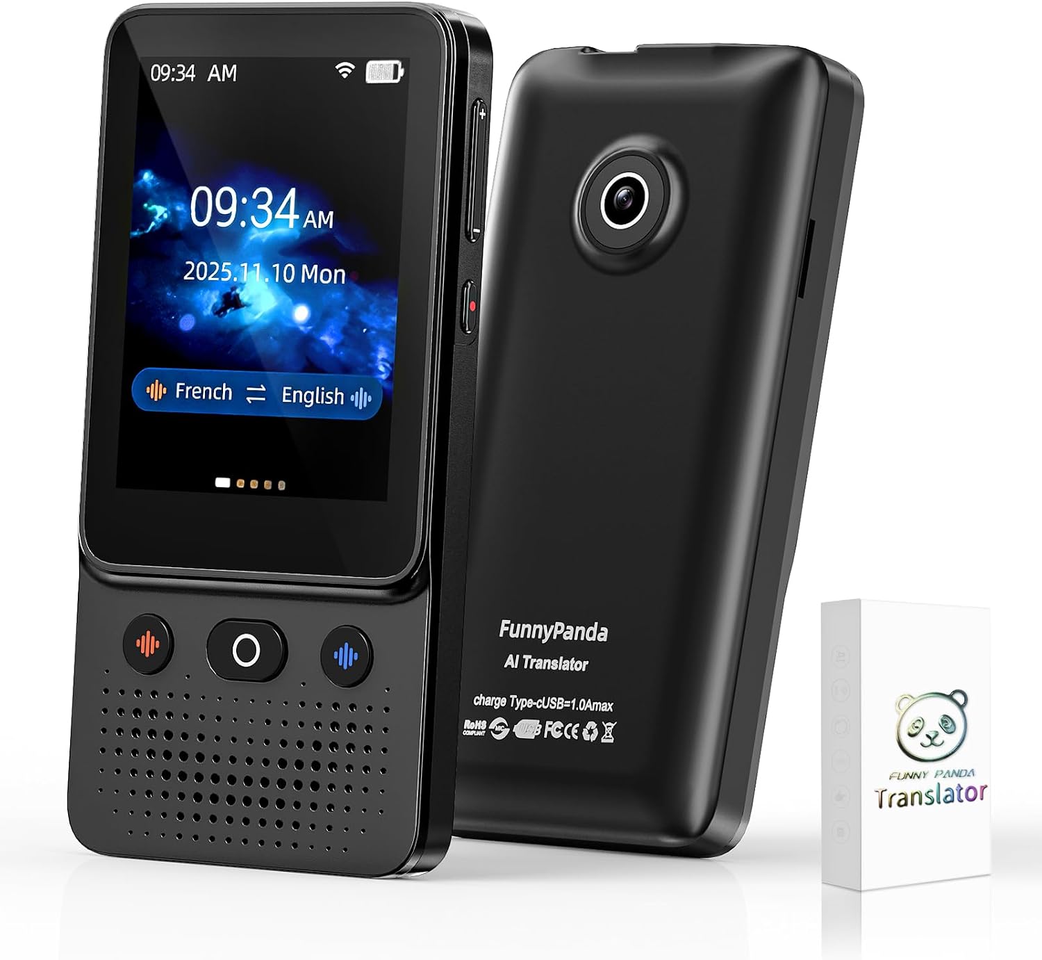Ai Language Translator Device, 138 Languages, 2025 English to Spanish Pocket Offline Instant Voice Ai Translator Device, Communication Translation Device for Business Travel Study