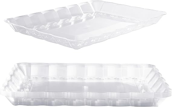 MATANA 6 Plastic Serving Platters, 32x24cm - Reusable Serving Trays